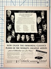 1940s Columbia Masterworks Records Ad Classical Music Orchestras Vintage Print picture