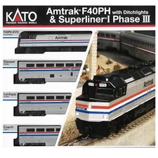 Kato 106-3530-DCC Amtrak F40PH & Superliner Phase III 4-Unit Set w/DCC N Scale picture