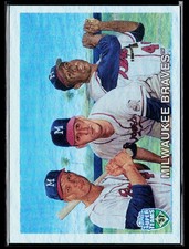 2002 Topps Super Teams #42 Spahn /Mathews / Hank Aaron Retrofractors #/1957 picture
