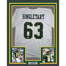 Framed Autographed/Signed Mike Singletary 35x39 Baylor White Jersey BAS COA picture