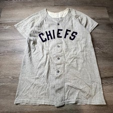 1960s true Vintage Chiefs Baseball Jersey Mens L Grey Felt Applique Number 14 picture