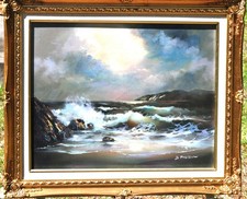 Buck Paulson Seascape Ornate Frame 18x24 Signed by the Artist PBS Art Teacher picture