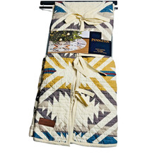 Pendleton White Shores Southwest Geometric Quilted 54in Christmas Tree Skirt picture