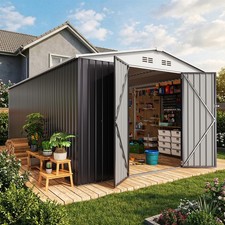 10x16FT Outdoor Metal Storage Shed with 4 Air Vents ,Lockable Door for Yard picture