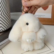 ZAKOL 15cm Fluffy Rabbit Fur Pompon Bunny Keychain Soft Cute Rabbit Toy Key Chai picture