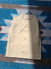 60s Hand Washable Dagger Loop Collar Rayon Shirt Medium Yellow Deadstock picture
