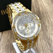 Bulova Octava  98C126 Crystal Dial Gold-Tone Stainless Steel Men's Watch picture