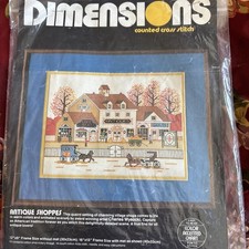 Dimensions Cross Stitch Kit Antique Shoppe 3566 Wysocki VTG 1984 partly finished picture
