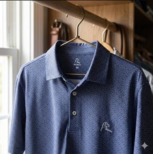 Rhoback The Back Tees Performance Polo Mens Slate Blue Golf Shirt Size M picture