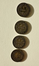 4x 1 Mark German Reich 1874/1875/1896 A Silver 900 Coins Empire picture