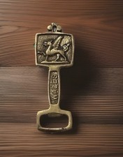 Old Wales  Y Ddraig Goch Welsh Dragon  Bottle Opener Rustic Cast Brass 5.5