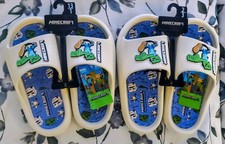 Boy’s Minecraft Slide Sandals Size 13/1, 2/3 & 4/5              Choice NWT  picture