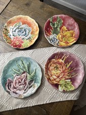 Pier 1 Marfa Succulents Ironstone Salad Playes - Set Of 4 picture