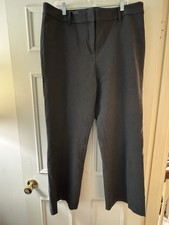 Talbots Women’s Curvy Gray Flat Front Solid Pants Polyester Blend Zip picture
