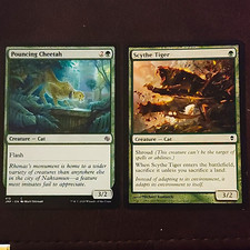 MTG JMP 2-Card Lot Pouncing Cheetah/Scythe Tiger Creature Green 419 ENG picture