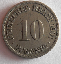 1901 F GERMAN EMPIRE 10 PFENNIG - Excellent Coin -  - Germany Bin #16 picture