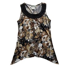 Women's Vintage Suzie Y2k Brown Black floral Tank Top Size Small picture