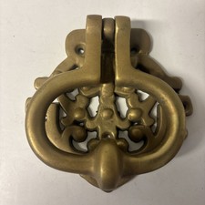 VTG Solid Brass Door knocker Ornate Colonial 1980s Gold Color Classic Home Decor picture