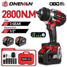 2800Nm Cordless Impact Wrench Gun 1/2'' Brushless High Power Driver W/2*Battery picture