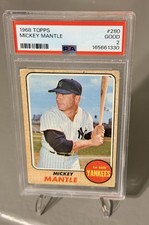 1968 Topps Mickey Mantle #280 New York Yankees PSA 2 picture