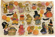 Vintage Halloween Stickers Teddy Bears Costume Party American Greetings Sheet picture