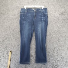 Cato Jeans Womens 16 Blue Contemporary Stretch Denim Straight Cropped *Read* picture