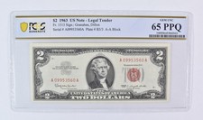 1963 $2 US Legal Tender Fr#1513 Gem Unc 65 PPQ PCGS picture