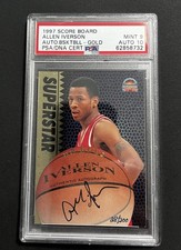 1997 Score Board Allen Iverson Superstar Gold Auto #28/300 PSA 9/10. RARE Auto picture