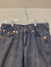 VTG True Religion Y2K Flap Pocket Made In USA Blue Denim SZ 32 BOOT CUT picture