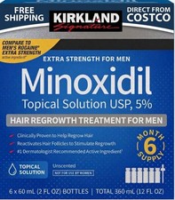 Kirkland Minoxidil 5% Extra Strength Men 6 Month Supply Hair Regrowth EXP 08/27+ picture