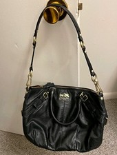 Vintage Coach Black  Madison Leather Sophia Satchel, (#15960) Gold Hardware picture