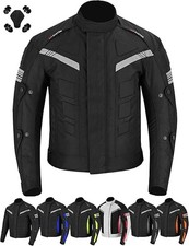 Men’s Motorcycle Jacket Waterproof Cordura Textile w/ CE Armor, 4-Season Riding picture