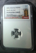 #001 of 1000 2025 Alderney £5 Pt5 Platinum Una & the Lion NGC PF69 Ultra Cameo picture
