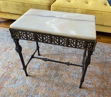 Antique Table Cast Iron w/ Marble Top 1800's picture