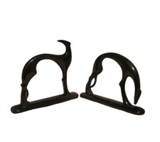 Vintage Royal Haeger Glossy Black Ceramic Greyhound Statues Set Of 2 Whippet picture