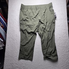 Catherines Cargo Pants Womens 4X Green Convertible Pull On Elastic Waist Pockets picture