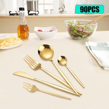 90pcs/Set Tableware Stainless Steel Flatware Utensil Kitchen Spoon Fork Cutlery picture