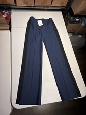 New Theory Pants Women’s Petite Blue Black Traceable Wool Snap Pant 32.5” Inseam picture