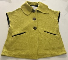 VTG Song & Sung Chartreuse Women’s Wool Blend Short Sleeve Jacket Art To Wear L picture