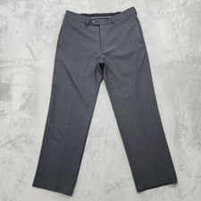 Haggar Pants Mens 34x30 Gray Classic Fit ECLo Stria Dress Flat Front Office picture