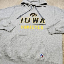 Vintage Iowa Hawkeyes Hoodie Men XL Russell Athletic Gray Fleece Y2K NCAA picture