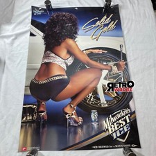 2004 Milwaukee Best Ice Heartbreaker Solid Gold Pinup Poster 18.25x25.5” Beer . picture