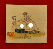 Royal Hand Painted Gay Mughal Kings Love Scene Bedroom Erotic Kamasutra Painting picture
