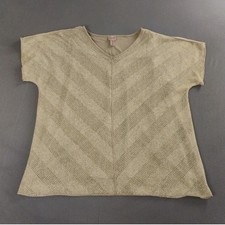 Chico's Easywear Women's Double Layer Knit Top Size 3 XL Vetiver Green Chevron picture