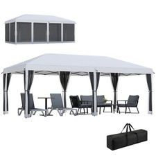 10' x 20' Pop Up Canopy with 6 Sidewall Mesh Nettings, Cream White picture