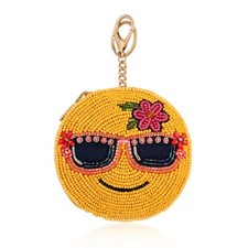 Mary Frances -  Cool Smiley Coin Purse NEW UNOPENED Handmade Beaded Charm picture
