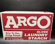 Argo Gloss Laundry Starch Crisp Finish 16 oz Discontinued HTF NOS Crafts Red Box picture
