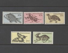 Czechoslovakia Scott 711-715 1955 Animals Fish Bird Butterfly Rabbit MNH Set picture