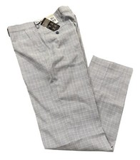 NEW Alfani Men's Slim Fit AlphaTech Stretch Suit Pants Light Blue Plaid 30x32 picture