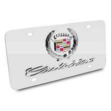 Cadillac Classic Logo and Name on Chrome Stainless Steel License Plate picture